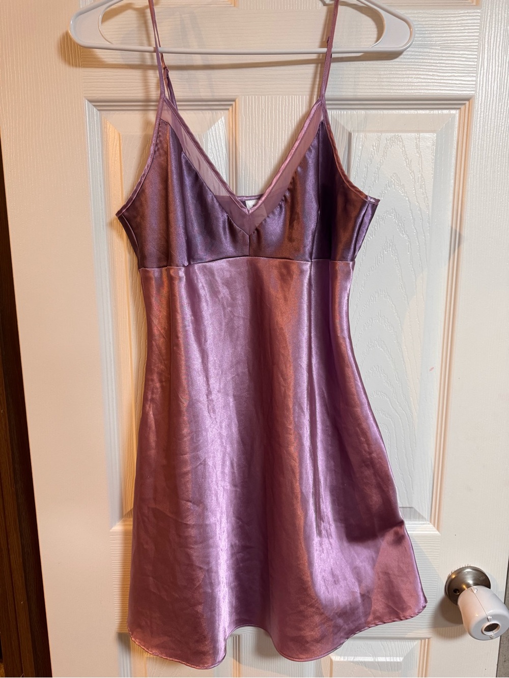 Medium Purple Satin Slip Dress - Picture 1 of 5